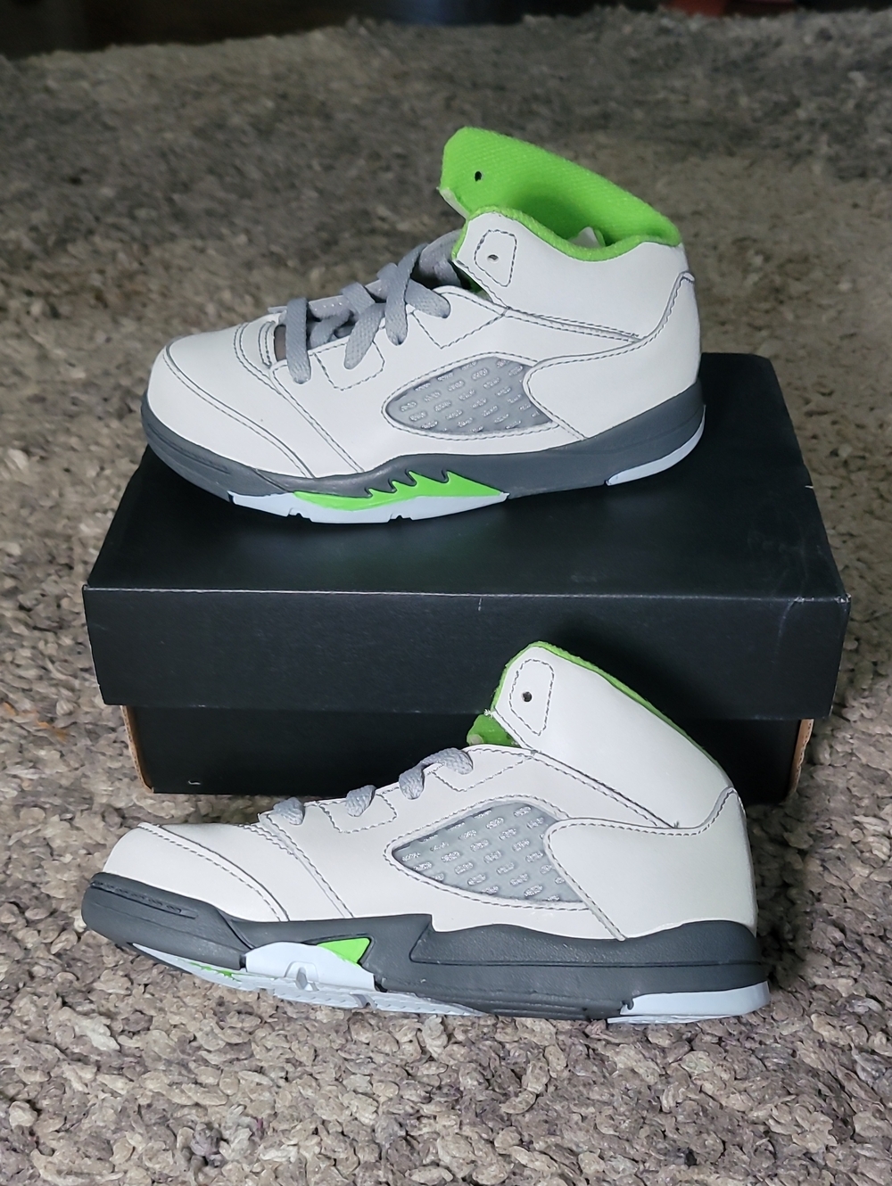 Jordan Kids High-Top Sneakers in White and Neon Green
